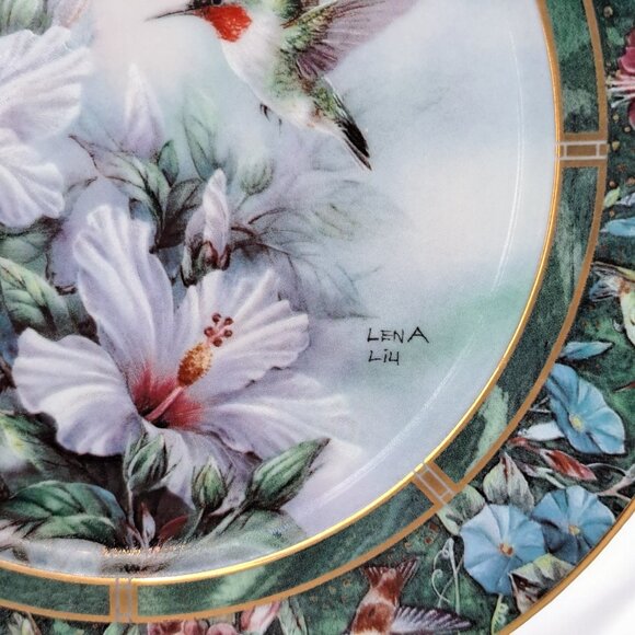 The Ruby-Throated Hummingbird, by Lena Liu-W. L. George Collector Plate - Picture 2 of 10